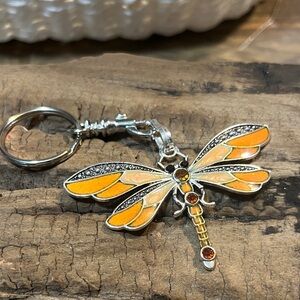 Dragonfly Keychain with Orange and Silver Accents